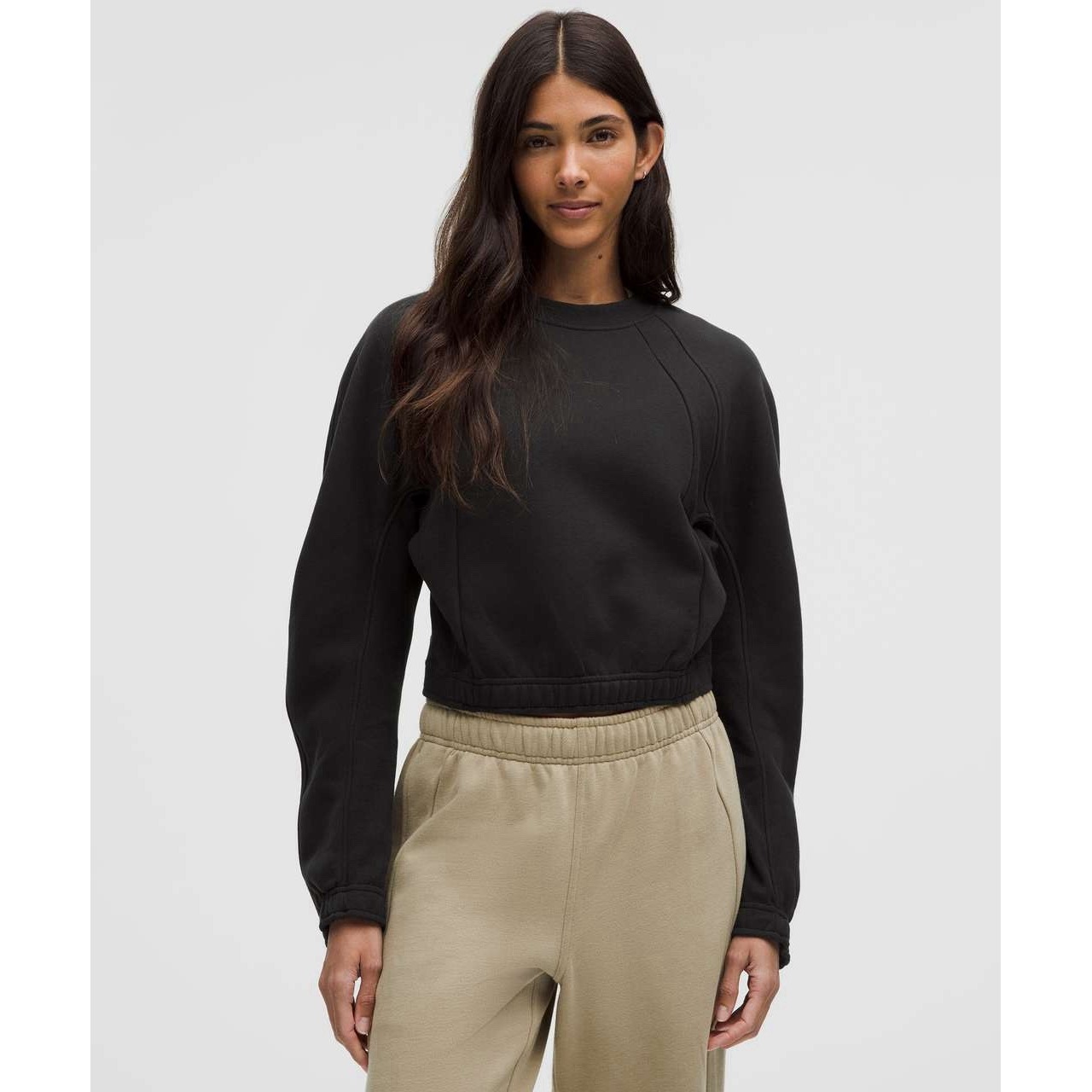 Nwt Lululemon Scuba Cropped Relaxed Crewneck Black Xs
